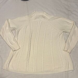 Elle Off White High Neck Cable Sweater